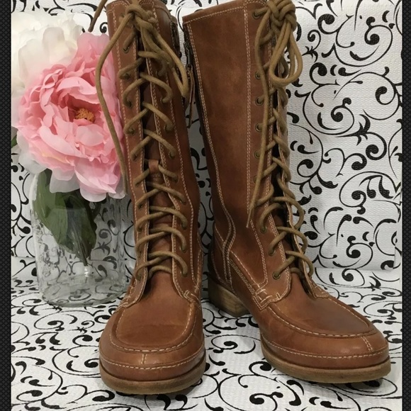 Fossil Shoes - Fossil Tan tall leather lace up boots